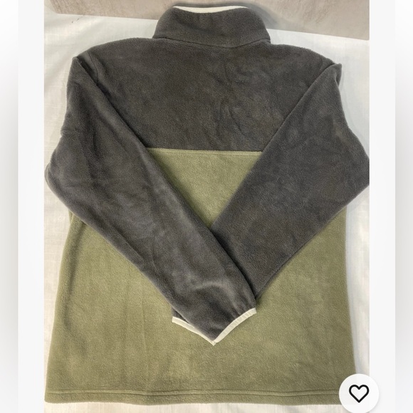 Women’s Pt Large Columbia Fleece Pullover With Snaps, Two Toned Gray And Green - Picture 10 of 12